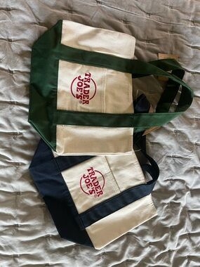 Trader Joe's Canvas Tote Bag - Green Trim